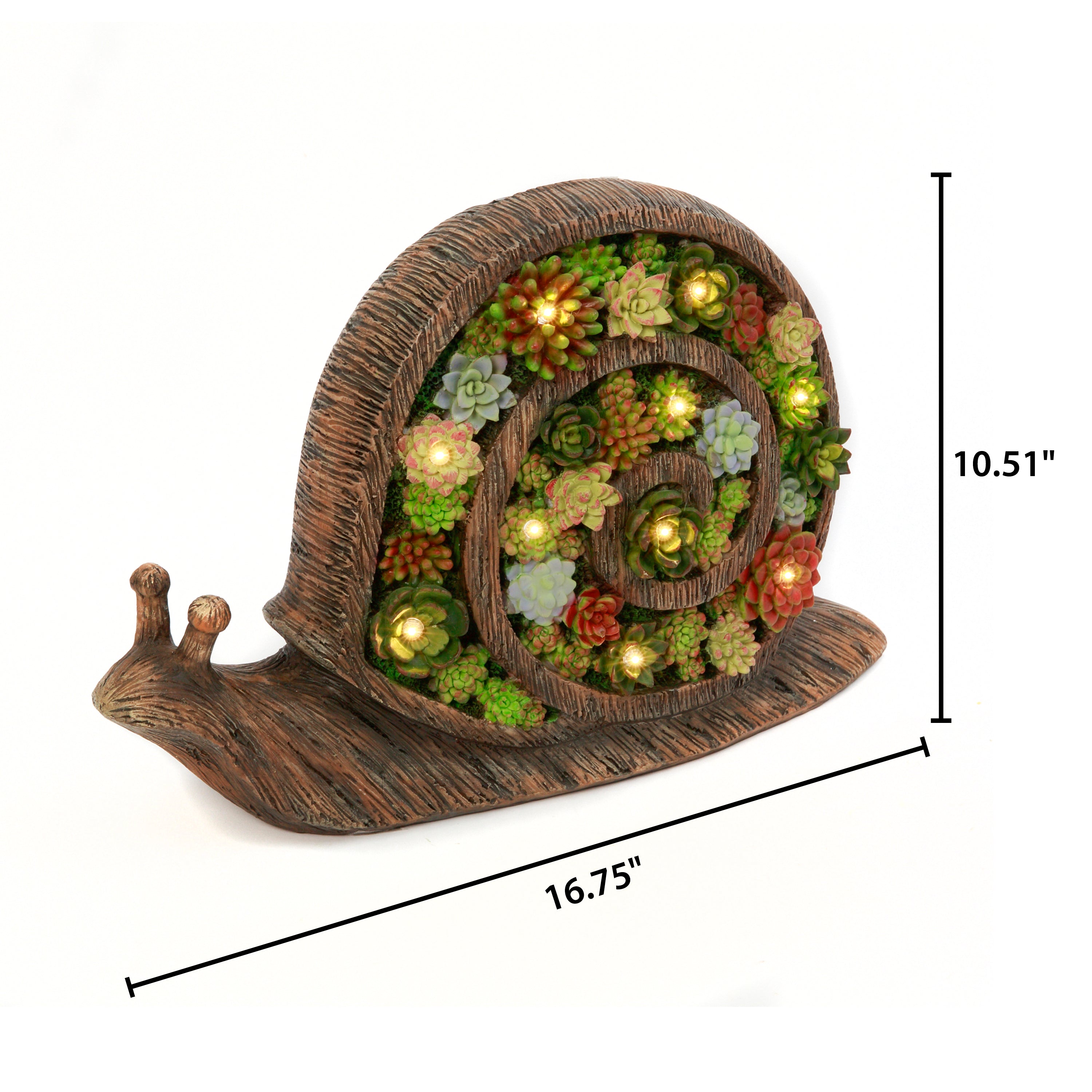 16.6 in. Solar Lit Resin Snail Succulent